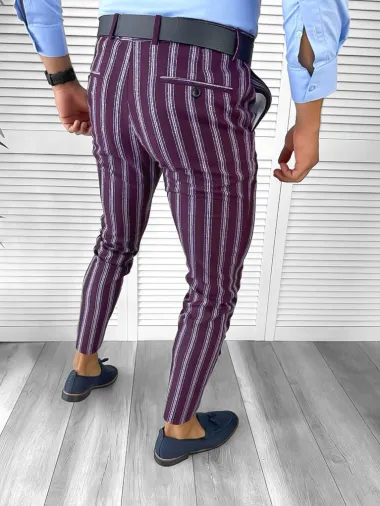 Pantaloni barbati eleganti grena B1556 I5-6